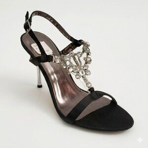 Pleaser Black Evening Heels with Rhinestone Accent